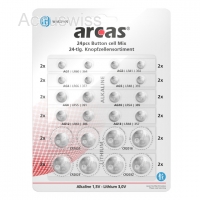 Arcas Knopfzellen Set 24 Stk. z.b. AG3, AG5, AG10, AG12, AG13, CR2025, CR2032