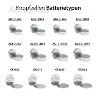Arcas Knopfzellen Set 24 Stk. z.b. AG3, AG5, AG10, AG12, AG13, CR2025, CR2032