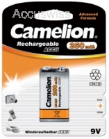 Camelion 6LR61, 9V Block, 6F22 Akku 9V 250mAh