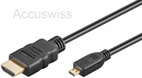 Kabel HDMI; micro Stecker (Typ D) auf Stecker (Typ A) 2m