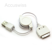USB Roll-Ladekabel fr Apple iPhone 4 / 4s Weiss