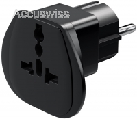 Übergangsstecker, Stecker Europa auf Steckdose Schweiz, Schwarz