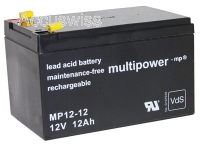 Multipower MP12-12 Bleiakku 12V 12Ah Faston 4.8mm ersetzt A512/10S, LC-RA1212PG