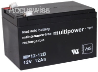 Multipower MP12-12B Bleiakku 12V 12Ah Faston 6.3mm ersetzt LC-RA1212PG1, NP12-12