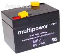 Multipower MP2-6 Bleiakku, 6V 2Ah Faston 4,8mm