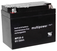 Multipower MP20-6 Bleiakku, 6V 20Ah M6 Schraubanschluss