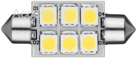 LED Soffitte 37mm Lampensockel mit 6 LEDs Weiss