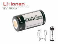 Keeppower RCR123 3V 1000mAh Li-Ion (Wiederaufladbar über micro USB)