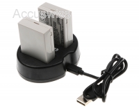 Dual Akkuladestation für Canon LP-E8 mit 2 Akkus