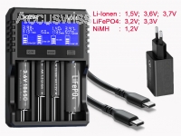 Xtar VX4 Analyse Ladegerät für Li-Ion, Ni-MH, LiFePO4 Akku inkl. USB PD Netzteil
