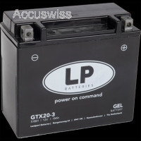 LP GTX20-3 GEL-Motorradbatterie ersetzt M6023, YTX20L-BS, YTX20HL-BS 12V 18Ah