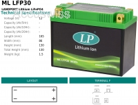 LP LFP30 LiFePo4 ersetzt 53030, HVT-07, YIX30L-BS, YB30CL-B, YTX30L-BS Batterie