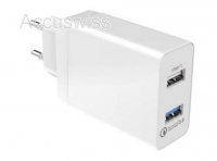 Qualcomm QC3.0 2 Port USB Schnellladegert 2.4A Weiss