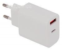 Netzteil 18W PD QC3.0 1x USB-C 1x USB-A 5V 3A für Apple, Samsung