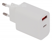 Netzteil 18W PD QC3.0 1x USB-C 1x USB-A 5V 3A fr Apple, Samsung