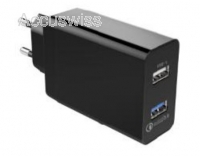 Qualcomm QC3.0 2 Port USB Schnellladegert 2.4A Schwarz