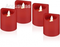4er Set LED Echtwachs-Kerzen Rot