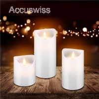 3er Set LED Echtwachs-Kerzen Weiss