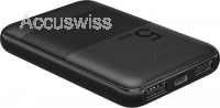 Powerbank kompakt 5000mAh 2x USB Buchsen für Smartphons