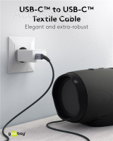USB-C auf USB-C Textilkabel mit Metallsteckern, 1m