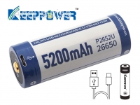 Keeppower 26650 3.7V 5200mAh Akku mit USB Ladefunktion