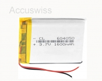 Akku 604050, 064050 3.7V 1700mAh Li-Polymer 50 x 40 x 6mm