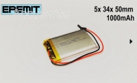 Akku 503450, 053450 3.7V 1000mAh Li-Polymer JST-PH 2.00mm Stecker