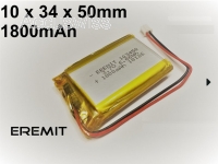 Akku 103450 3.7V 1800mAh Li-Polymer JST-GH 1.25mm Stecker