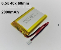Akku 654060 3.7V 2000mAh Li-Polymer mit Kabel ohne Stecker