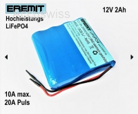12V 2Ah F1x4 flacher LiFePO4 Akku mit BMS ohne Stecker