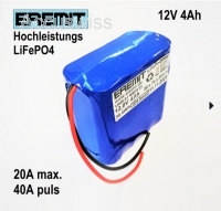 EREMIT 12V 4Ah F2x4 LiFePo4 Akku mit BMS ohne Stecker