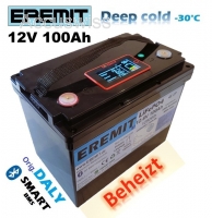 EREMIT 12V 100Ah LiFePo4 Akku mit Heizung, Display, Bluetooth