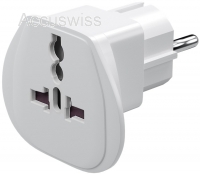 Übergangsstecker, Stecker Europa auf Steckdose Schweiz, Weiss