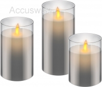 3er-Set LED-Echtwachs-Kerzen im Glas, grau