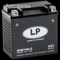 LP GHD14H-3 GEL Motorradbatterie ersetzt HVT-03, 65958-04, GHD14HL-BS 12V 14Ah