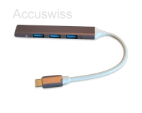 Mini Hub Multiport USB-C Aluminium grau, Adapter mit 4 USB Anschlssen