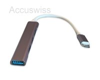 Mini Hub Multiport USB-C Aluminium grau, Adapter mit 4 USB Anschlssen