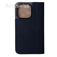iPhone 15 Plus, Marc schwarz, Book-Cover Echtleder