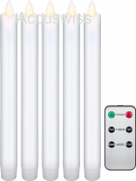 5er-Set weiße LED-Echtwachs-Stabkerzen, inkl. Fernbedienung