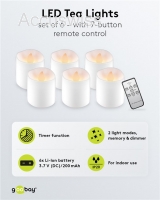 6er-Set LED Teelichter mit Ladefunktion + Fernbedienung