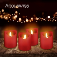 4er-Set LED-Echtwachs-Kerzen, rot