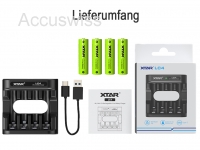 Xtar L4 Ladegerät inkl. 4x AA, LR6, 1.5V Li-Ion Akkus mit Akku-Wechselanzeige