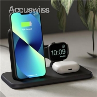 4 in 1 Wireless Charger Aluminium für Iphone und Diverse Geräte, schw.
