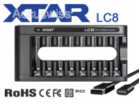 Xtar L8 Ladegerät inkl. 8x AA, LR6, 1.5V 3300mWh Li-Ion Akkus, QC3.0 Netzteil