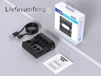 Xtar L4 mit 4 Ladeschächten für Li-Ionen 1,5V, NiMh / NiCd 1,5V AA und AAA Akkus