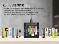 Xtar L4 mit 4 Ladeschächten für Li-Ionen 1,5V, NiMh / NiCd 1,5V AA und AAA Akkus