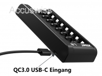 Xtar L8 mit 8 Ladeschächte für 1,5V Li-Ionen und 1,2V NiMH Akkus AA / AAA