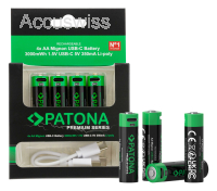 Patona 4er Pack AA 1.5V 3000mWh (2000mAh) Li-Polymer Akkus
