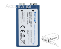 Keeppower 9V-Block, 6LR61, 6F22, 9 - 9.45V konstante Spannung, 480mAh, USB-C