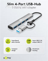 2in1 Slim 4-Port USB-Hub, 5 Gbit/s